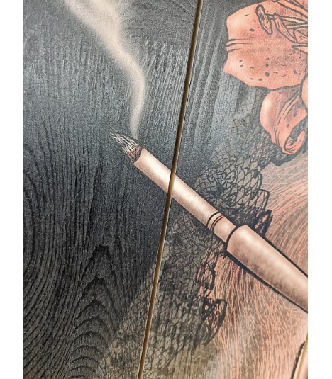 Barmetal Smoking Lady Design auf Holzlatten 90x60 CM
