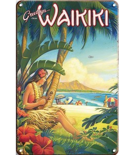 Blechschild Waikiki 20x30 CM