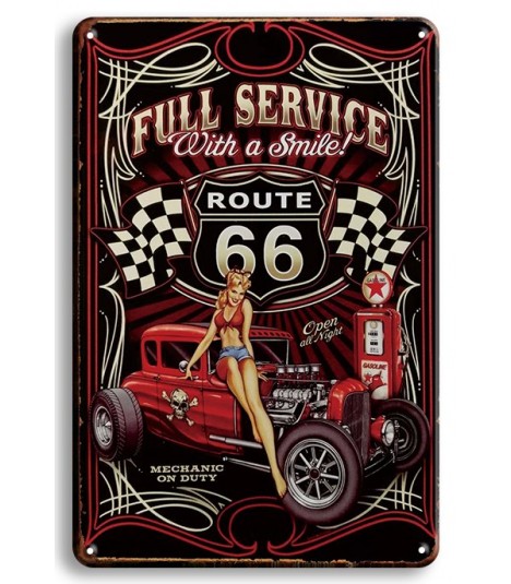 Blechschild Route 66 Pin Up 20x30 CM