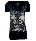 Rebel Saints by Affliction Shirt 2 Skulls
