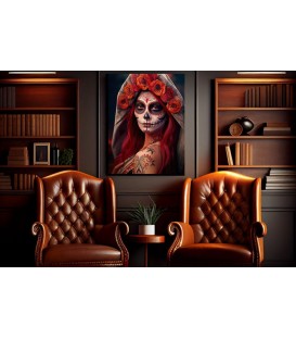 Barmetal Leinwand 90 CM x 60 CM La Catrina Roses