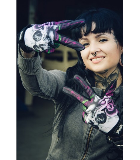Lethal Angel Handschuhe Floral Skull