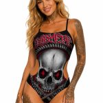 Barmetal Badeanzug Skull Steampunk Chainsaw
