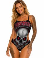 Barmetal Badeanzug Skull Steampunk Chainsaw