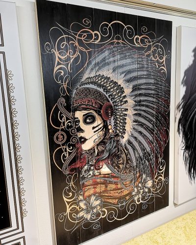 Barmetal Native Design auf Holzlatten 90x60 CM