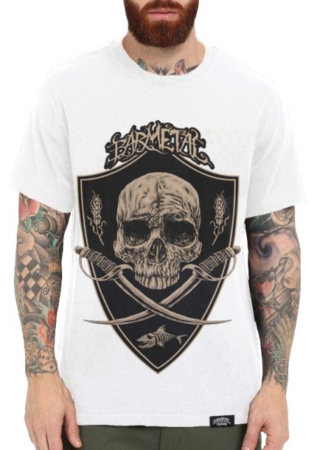 Barmetal Shirt Skulls N' Swords White