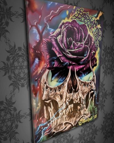 Barmetal Leinwand 90x60 CM Skull Rose