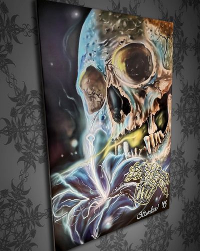 Barmetal Leinwand 90x60 CM Skull Flower