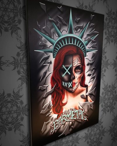 Barmetal Leinwand 90x60 CM Barpurge Black