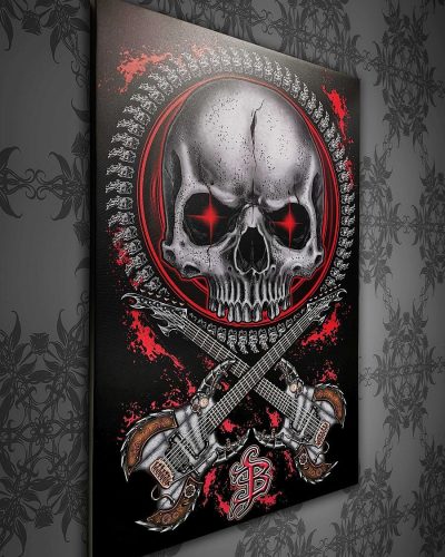 Barmetal Leinwand 90 CM x 60 CM Steampunk Skull