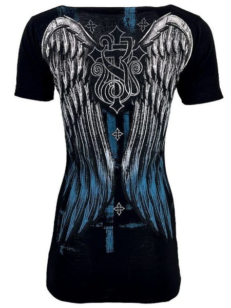 Rebel Saints by Affliction Shirt 2 Skulls