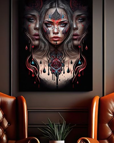 Barmetal Leinwand 90 CM x 60 CM Dark Art Mandala Woman