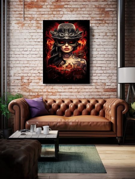 Barmetal Leinwand 90 CM x 60 CM Dark Art Cat
