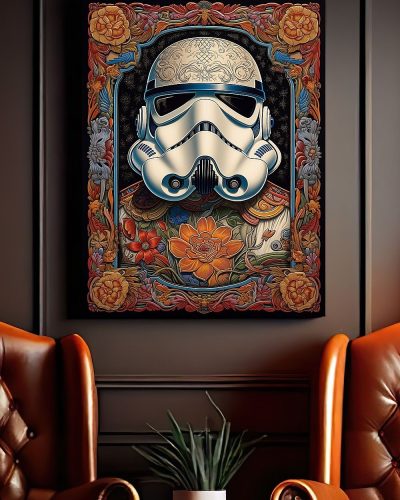 Barmetal Leinwand 90 CM x 60 CM Floral Stormtrooper