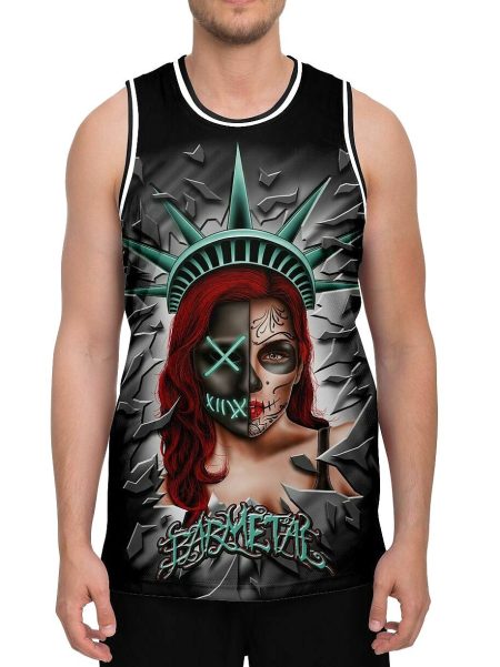 Barmetal Basketball Tank Steampunk Skull