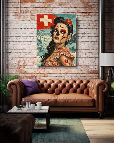 Barmetal Leinwand 90 CM x 60 CM Elvis Presley Dia De Los Muertos