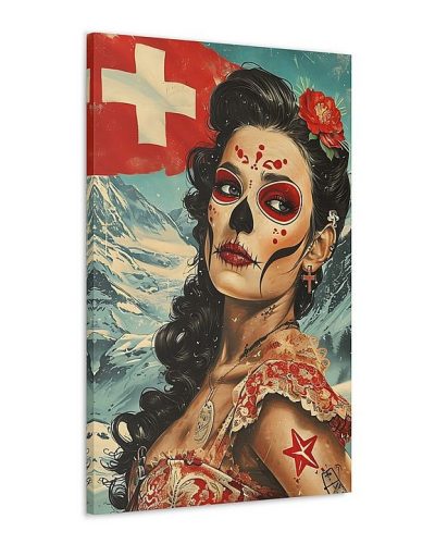 Barmetal Leinwand 90 CM x 60 CM Elvis Presley Dia De Los Muertos