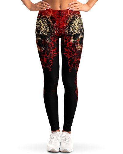 Barmetal Leggings Flower Skull
