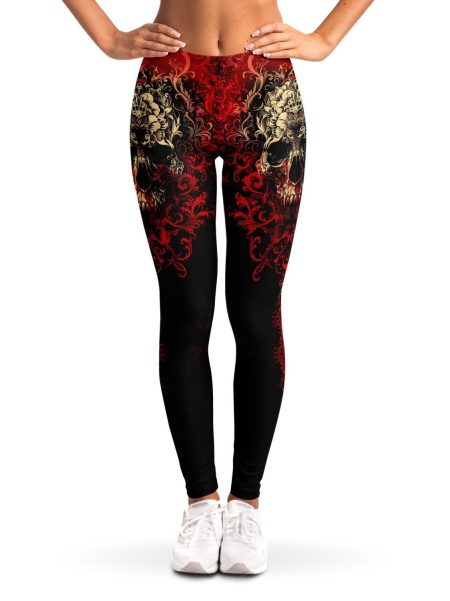 Barmetal Leggings Flower Skull