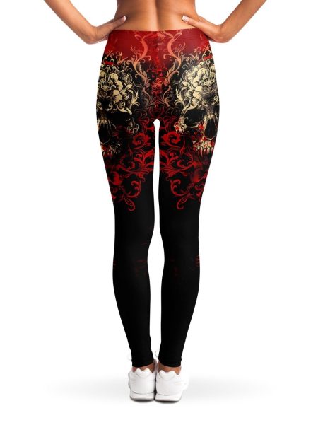 Barmetal Leggings Flower Skull