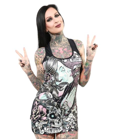 Liquor Brand Tank Gyspy Scrolls