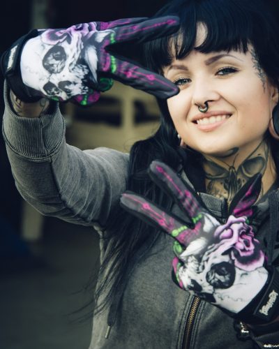 Lethal Angel Handschuhe Floral Skull