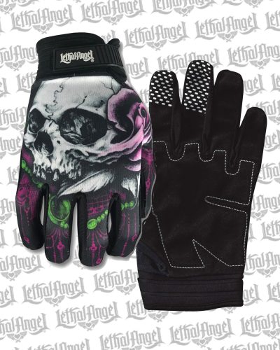 Lethal Angel Handschuhe Floral Skull