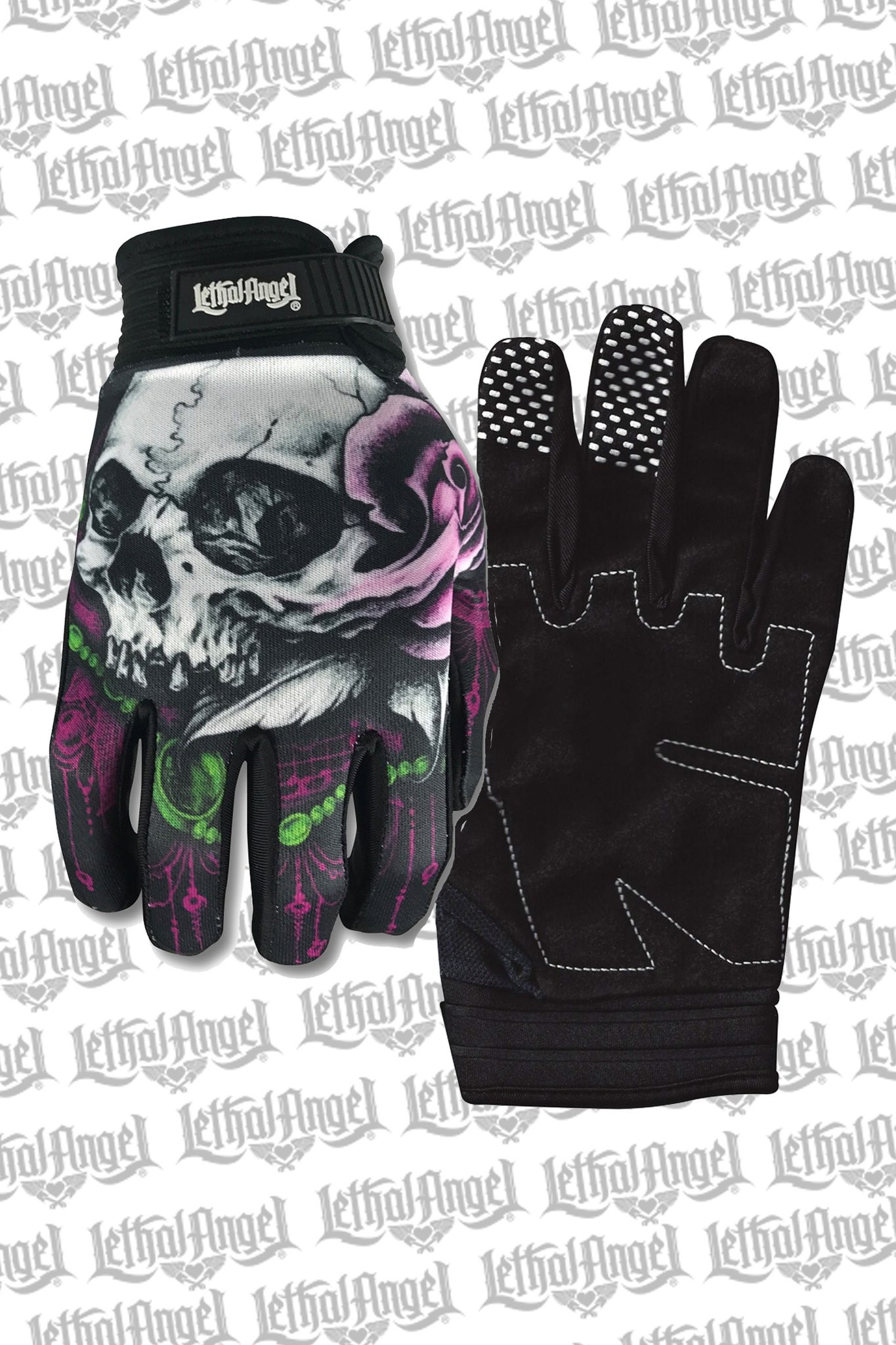 images Lethal Angel Handschuhe Floral Skull