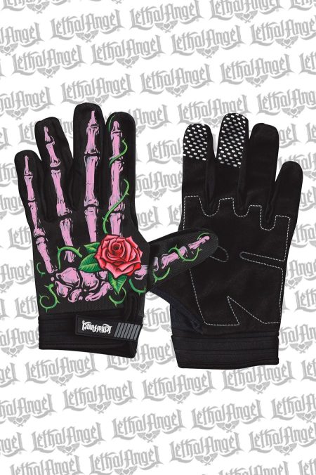 Lethal Angel Handschuhe Pink Skull