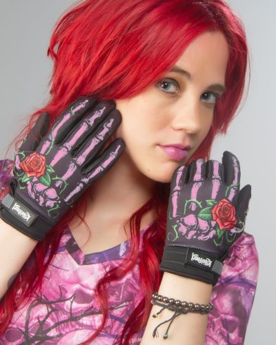Lethal Angel Handschuhe Pink Skull