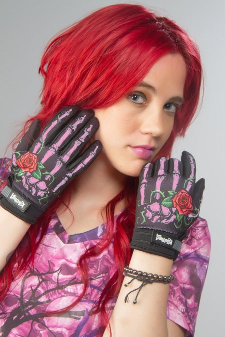 Lethal Angel Handschuhe Pink Skull