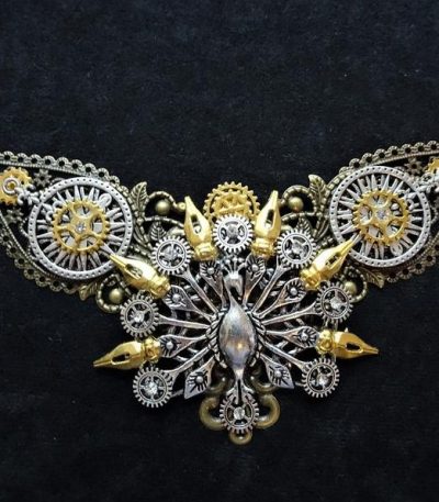 Steampunk Halskette Pfau