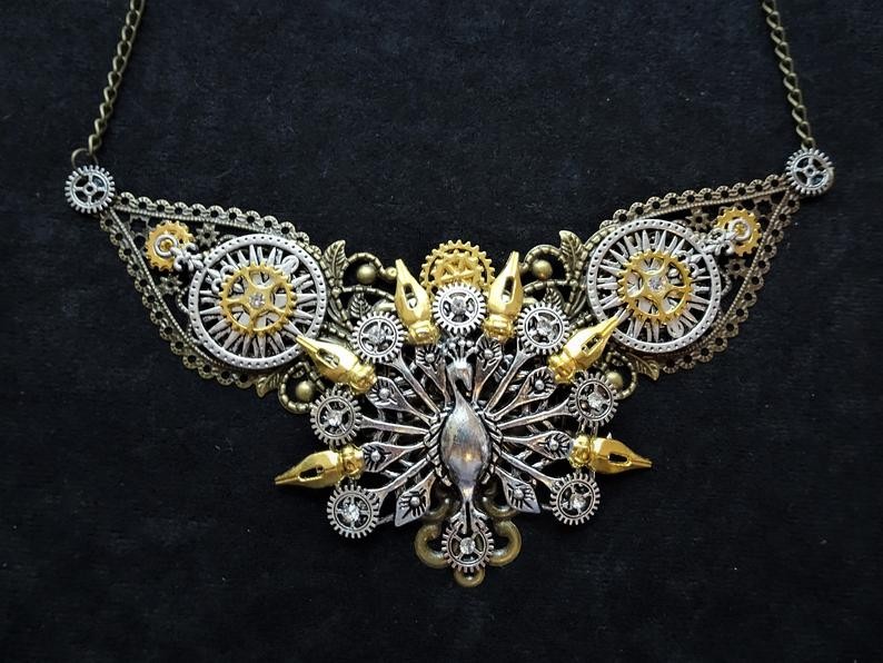 Steampunk Halskette Pfau