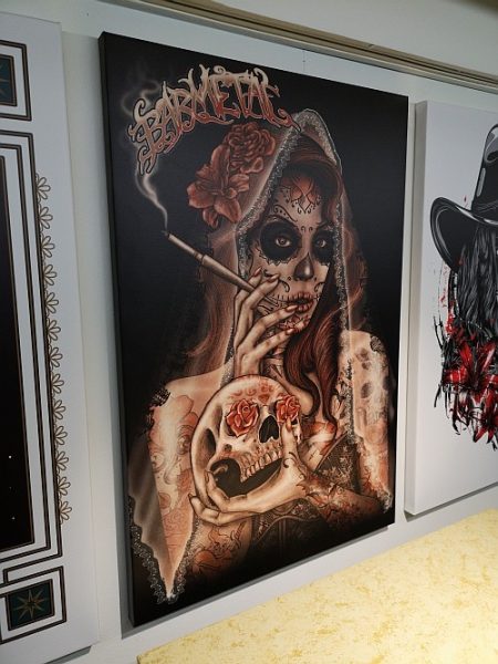 Barmetal Leinwand 90x60 CM Smoking Lady