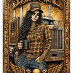 Barmetal Blechschild Trucker Girl 20x30 CM