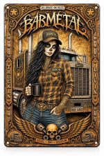 Barmetal Blechschild Trucker Girl 20x30 CM